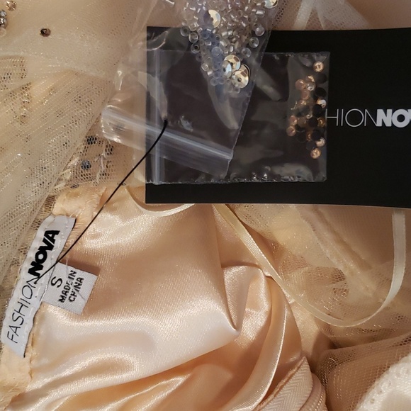 Size Small Embellished Fashion Nova Cream Gown - Picture 4 of 4